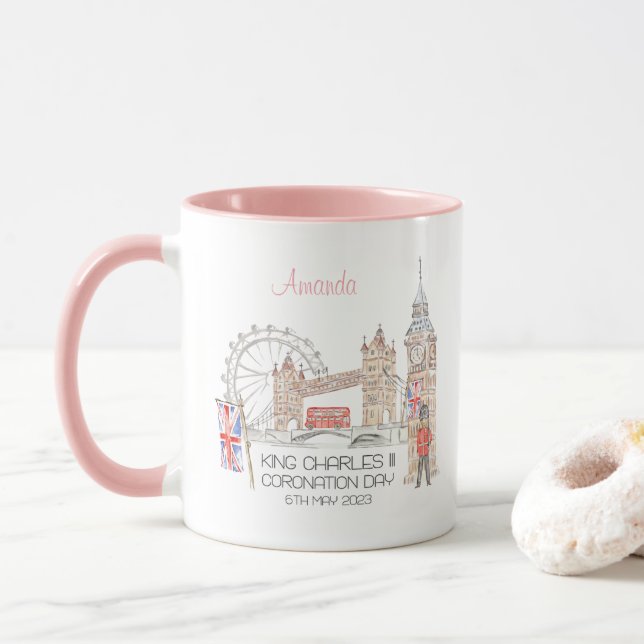 Coronation day 2023 King Charles III Personalized Mug (With Donut)