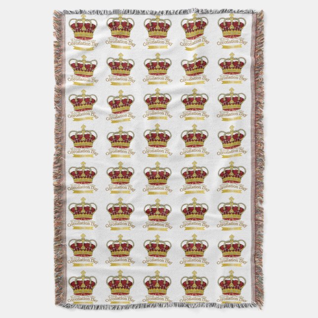 Coronation Day Crown Throw Blanket (Front Vertical)