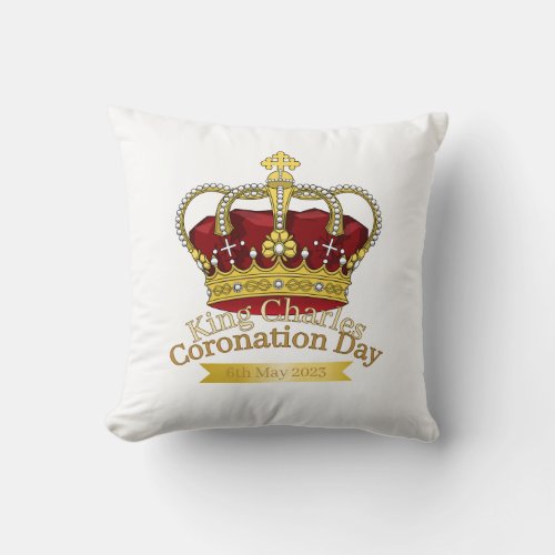 Coronation Day Crown Throw Pillow
