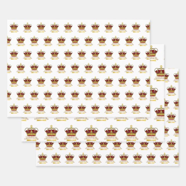 Coronation Day Crown Wrapping Paper Sheets (Set)