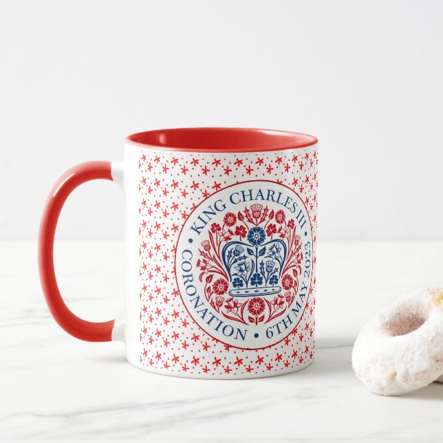 Coronation Emblem of King Charles III Mug (With Donut)