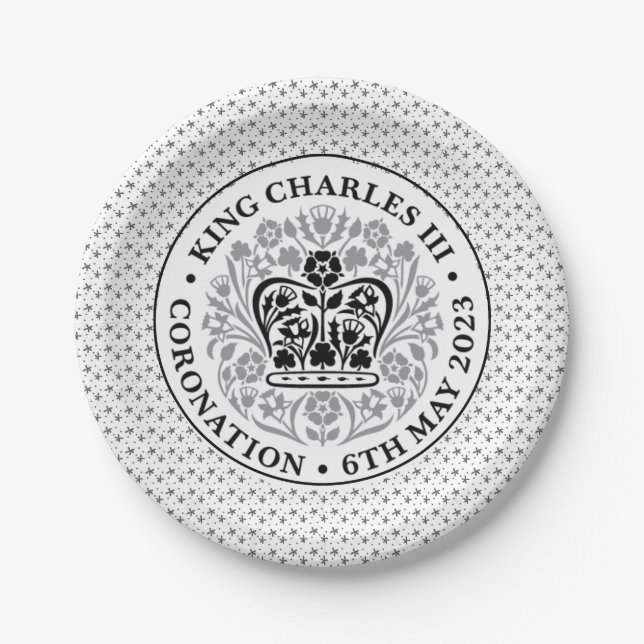 Coronation Emblem of King Charles III Paper Plates (Front)