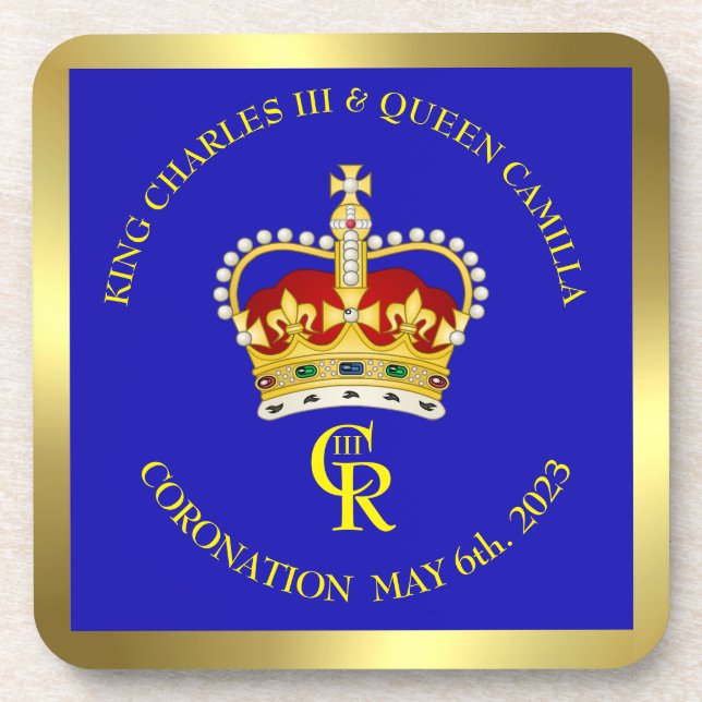 Coronation King Charles and Queen Camilla Souvenir Beverage Coaster (Front)