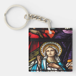 Coronation of Blessed Virgin Mary Stained Glass Keychain