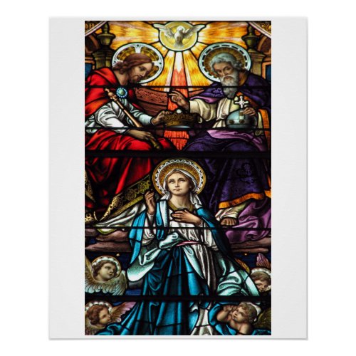 Coronation of Blessed Virgin Mary Stained Glass Poster