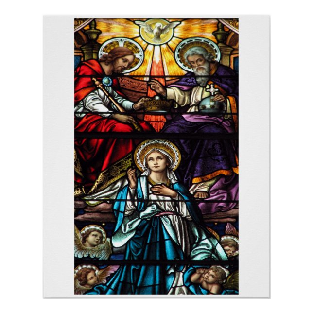 Coronation of Blessed Virgin Mary Stained Glass Poster (Front)