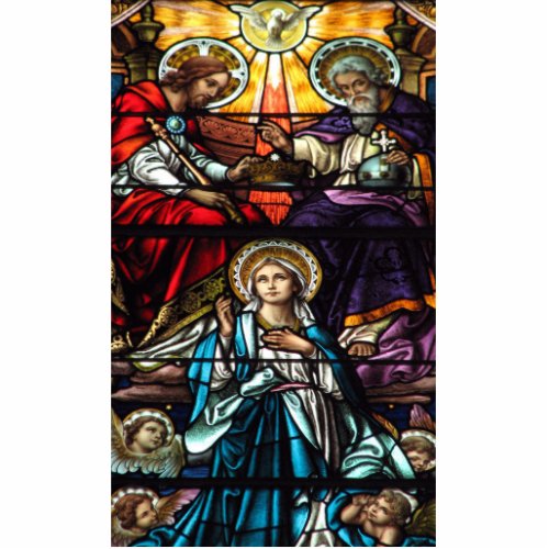 Coronation of Blessed Virgin Mary Stained Glass Statuette