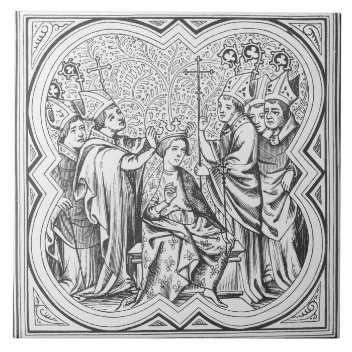 Coronation of Charlemagne (742 814) after a miniat Ceramic Tiles