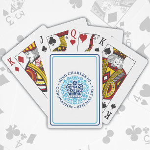 Coronation of King Charles III Blue Emblem Logo Poker Cards