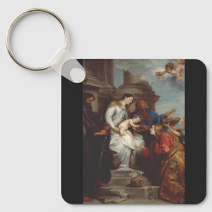 Coronation of Saint Rosalia by Anthony van Dyck Keychain