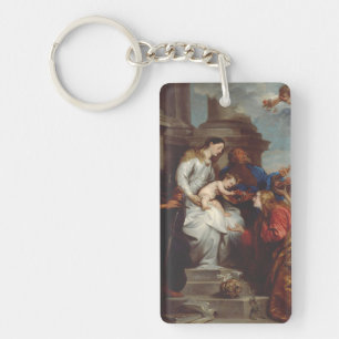 Coronation of Saint Rosalia by Anthony van Dyck Keychain