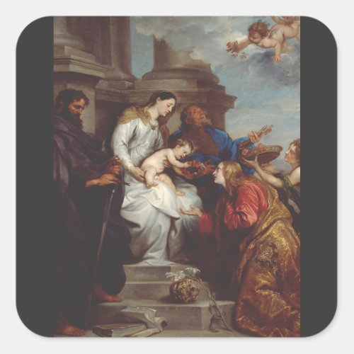 Coronation of Saint Rosalia by Anthony van Dyck Square Sticker