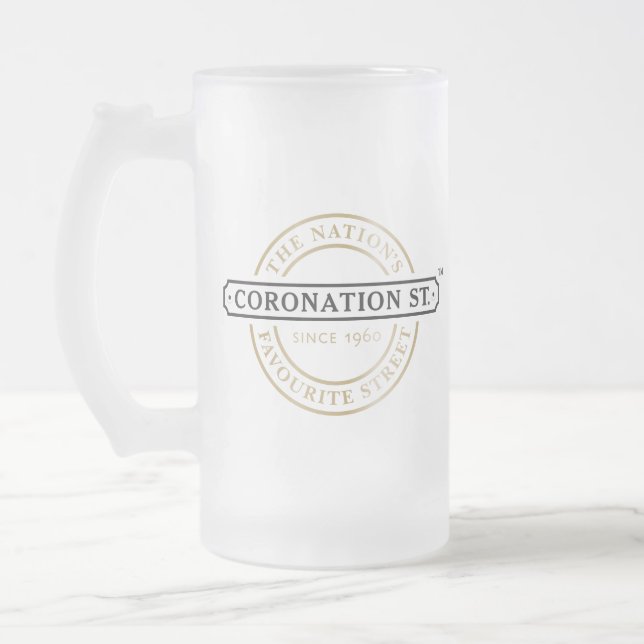 Coronation Street - Logo Frosted Glass Mug (Left)