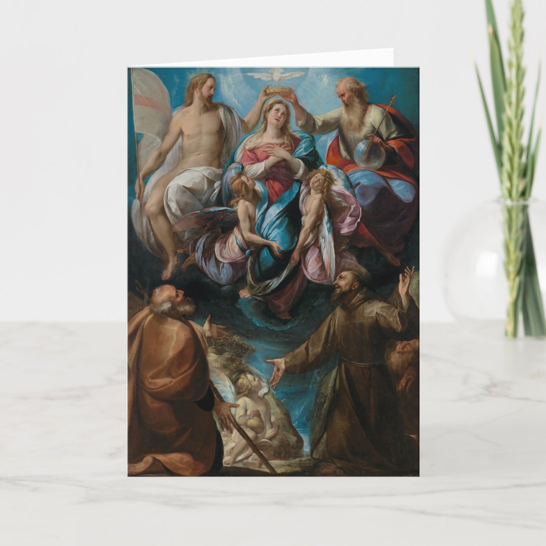 Coronation Virgin Mary St. Joseph Francis Card Zazzle