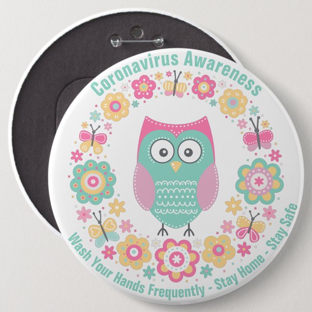 Coronavirus Awareness Round Button (Front & Back)