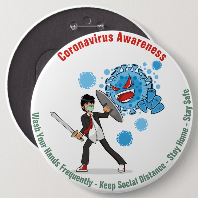 Coronavirus Awareness Round Button (Front & Back)