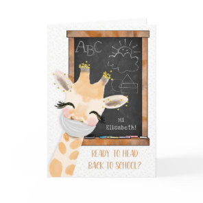 Coronavirus Back to School Giraffe w/Mask Card