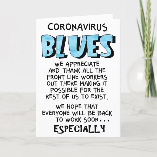 Coronavirus Blues Thanks Gratitude Hairdresser Card