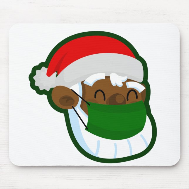 coronavirus christmas face mask black santa mouse pad (Front)