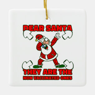 coronavirus christmas santa claus vaccinated ceramic ornament