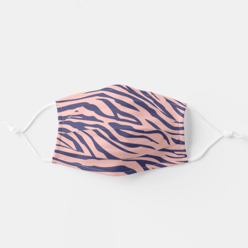 Coronavirus COVID19 Navy Blue Pink Zebra Pattern Adult Cloth Face Mask