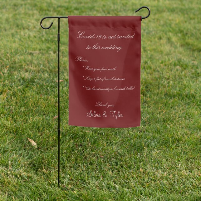 Coronavirus Covid-19 Wedding Burgundy Safety Sign (In SItu)