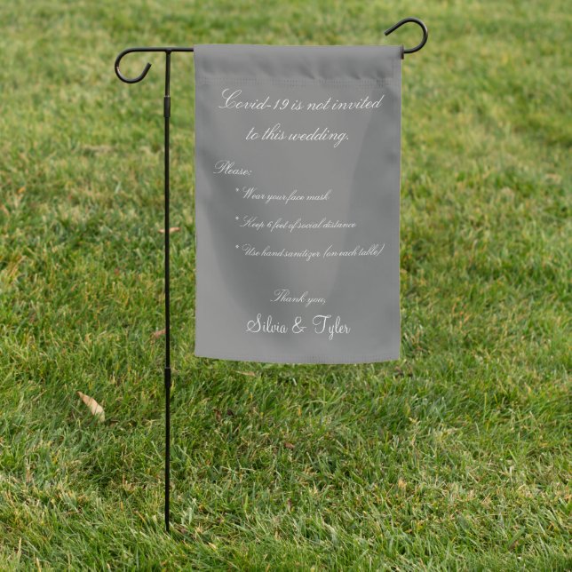 Coronavirus Covid-19 Wedding Gray White Safety Garden Flag (In SItu)