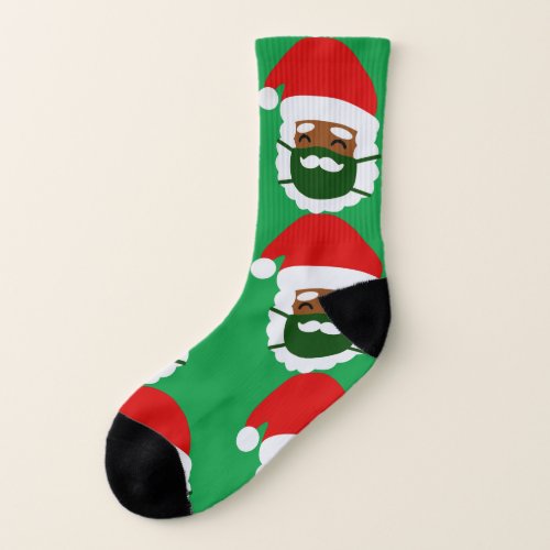 coronavirus face mask black santa christmas socks