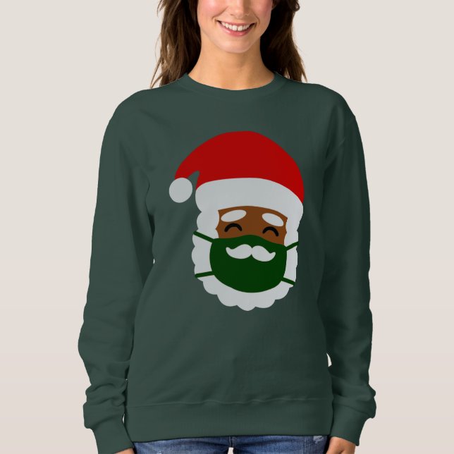 coronavirus face mask black santa christmas sweatshirt (Front)
