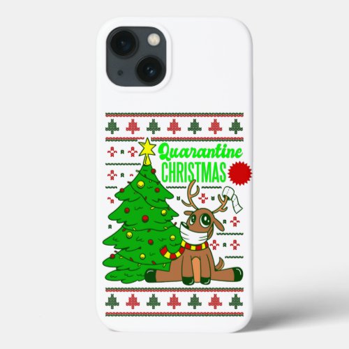 coronavirus face mask reindeer christmas lockdown iPhone 13 case