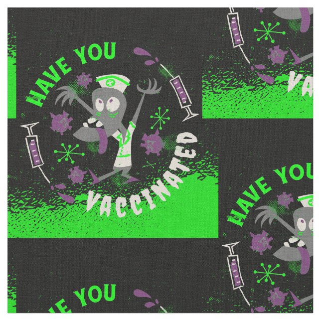 coronavirus halloween vaccine nurse monster creepy fabric (Close Up)