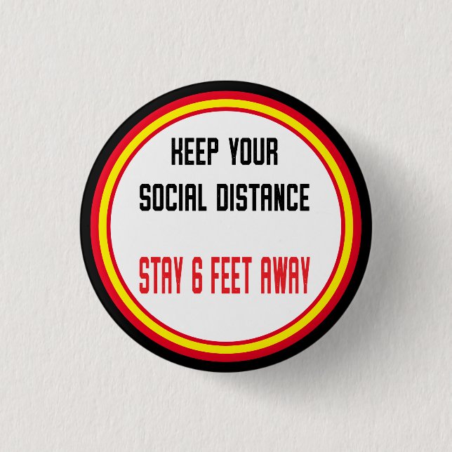 Coronavirus Health Warning Social Distancing Button (Front)