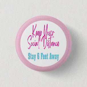 Coronavirus Health Warning Social Distancing Pink Button
