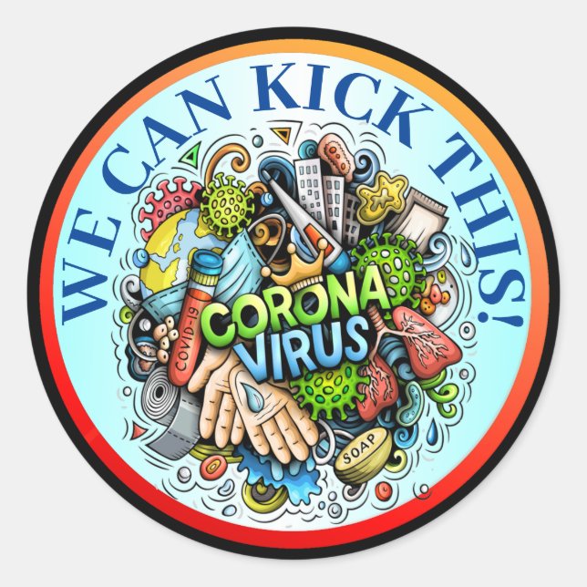 Coronavirus Kick It Classic Round Sticker (Front)