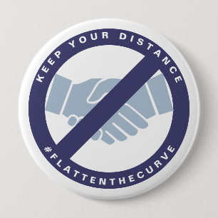 Coronavirus No Handshake #FLATTENTHECURVE Blue Button