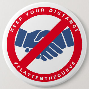 Coronavirus No Handshake #FLATTENTHECURVE Red Button