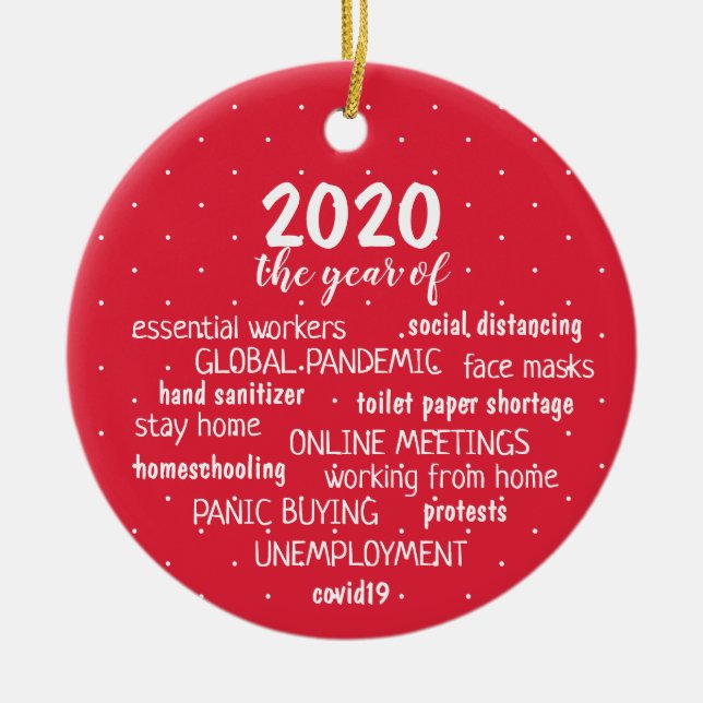 Coronavirus year ceramic ornament (Front)