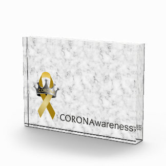 CORONAwareness Marbled Gray Customizable Lucite Photo Block