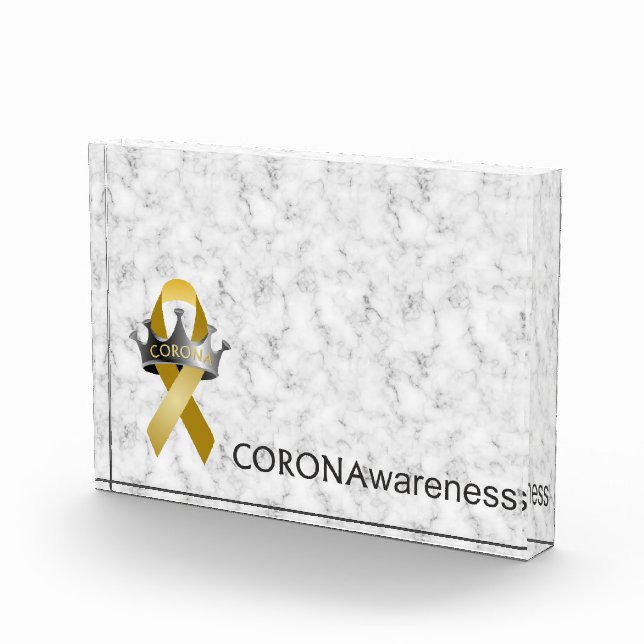 CORONAwareness Marbled Gray Customizable Lucite Photo Block (Right)