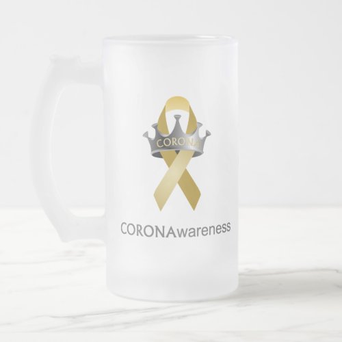 CORONAwareness Masks Save Lives Gray Crown Frosted Glass Beer Mug