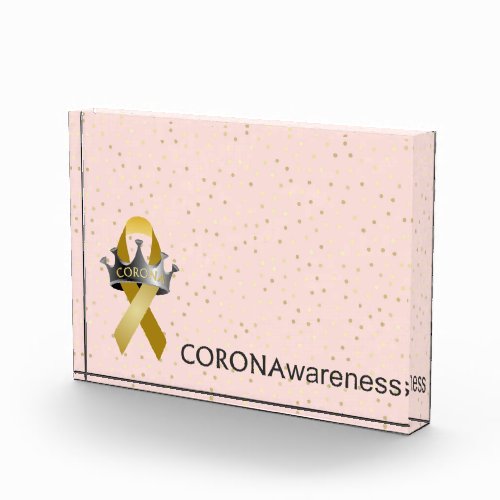 CORONAwareness Pink Confetti Customizable Lucite Photo Block