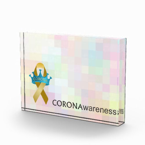 CORONAwareness Rainbow Pixel  Customizable Lucite Photo Block