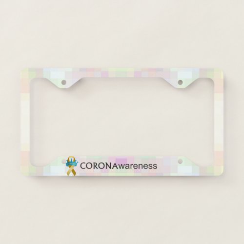 CORONAwareness Rainbow Pixel with blue_green License Plate Frame