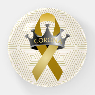 CORONAwareness White Gold Geo Round Domed Glass Paperweight