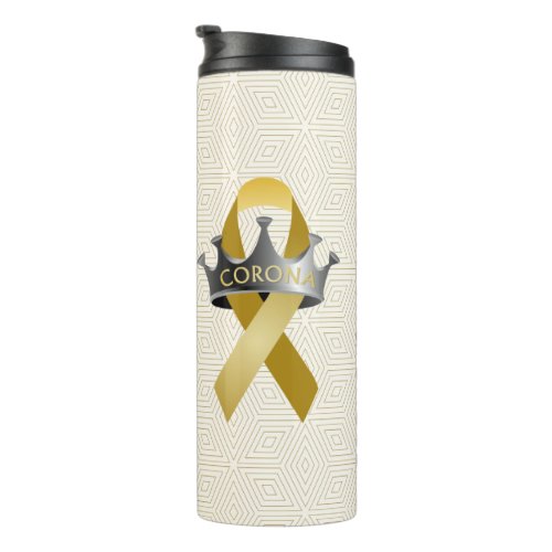 CORONAwareness White Gold Geo Travel Thermal Tumbler