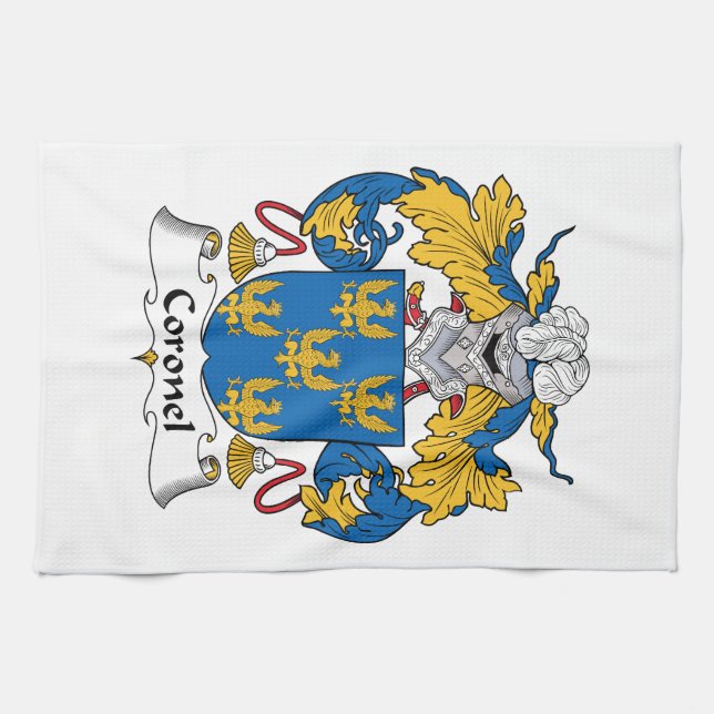 Coronel Family Crest Kitchen Towel (Horizontal)