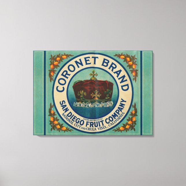 Coronet Lemon LabelChula Vista, CA Canvas Print (Front)