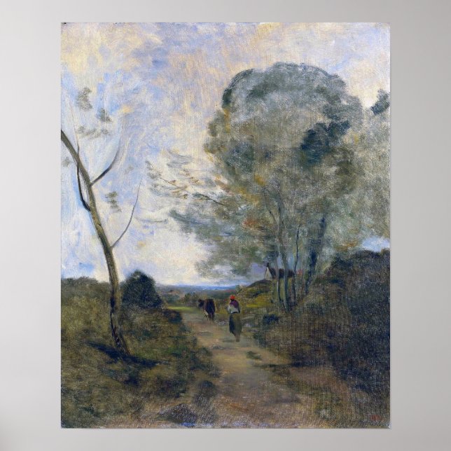 Corot - Arleux Peasant Driving Pasture Cow 1865 Poster (Front)