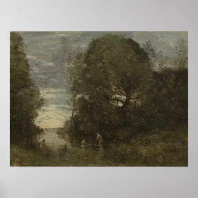 Corot - Bathers In A Wooded Creek Poster (Front)