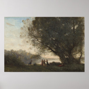 Corot - Dance Under Trees, Edge Of The Lake 1865 Poster